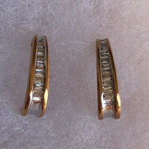 NWT- J Hoop Gem Diamond Earrings